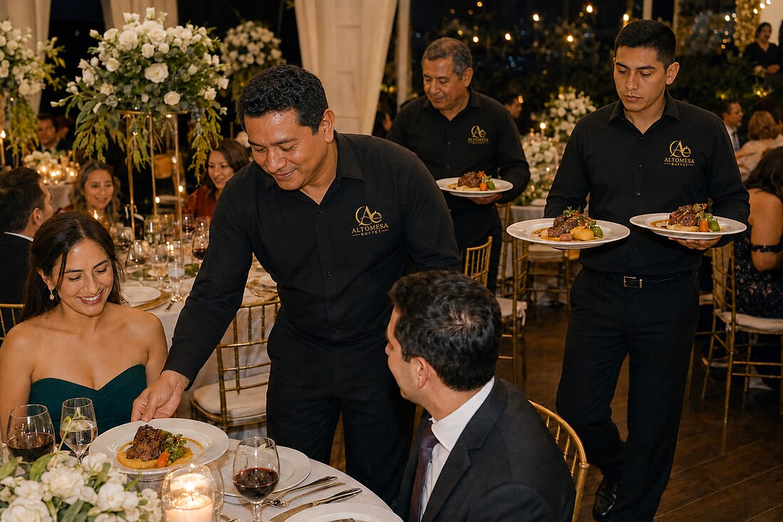 Servicio de buffet Altomesa en un evento
